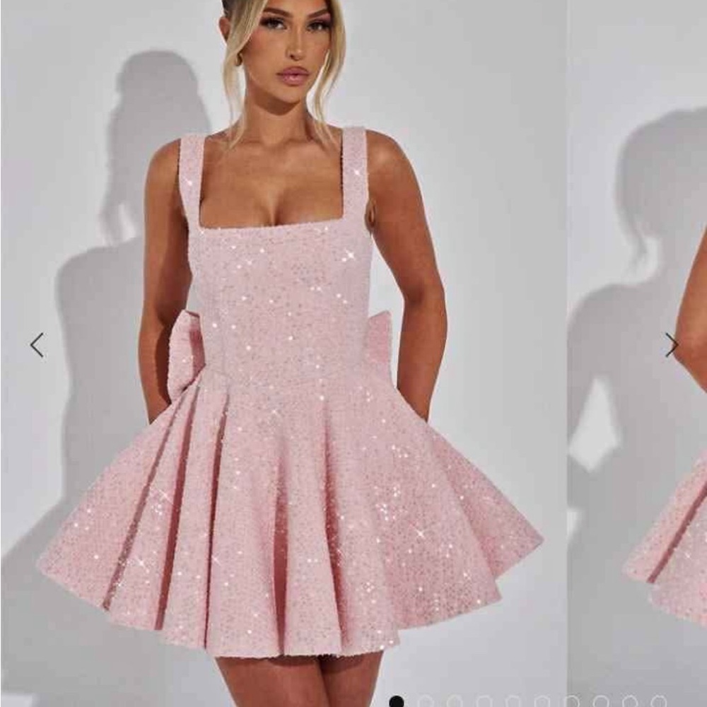 Elegant Pink Sequin Dress